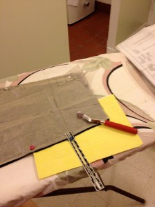 This is how I marked, using my gauge, chalk paper and a pizza cutter (not actually - I took sewing lessons as a youngster and there are major gaps in my vocabulary. I'm sorry, Mrs. V!)