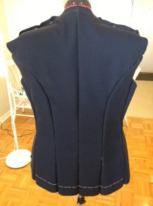The beautiful back. I've thread-traced the hem. I learned my lesson and won't mark with only chalk any more.