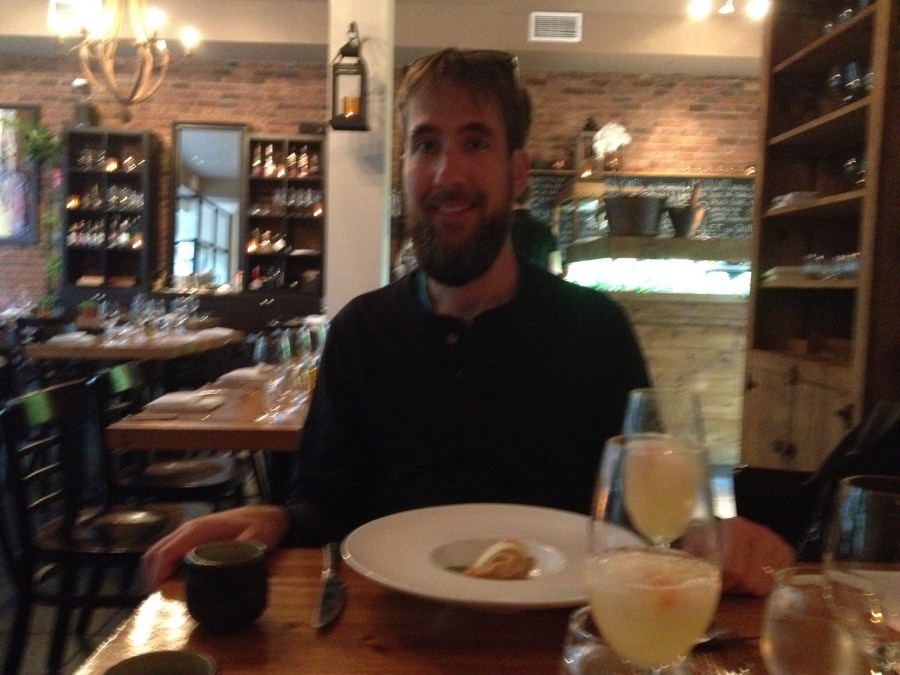 Mike, enjoying his Pisco Sour and ceviche.